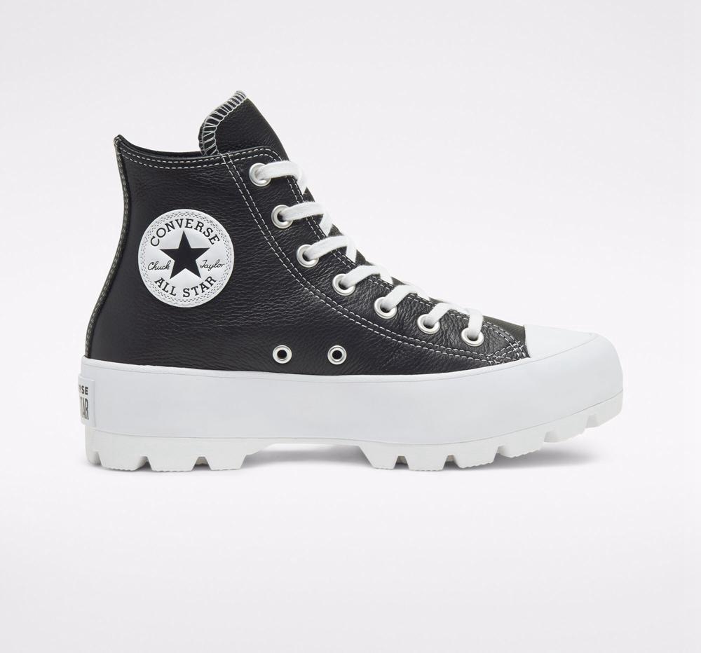 Dámské Boty Converse Chuck Taylor All Star Lugged Læder Černé Bílé Bílé | 796453AUZ