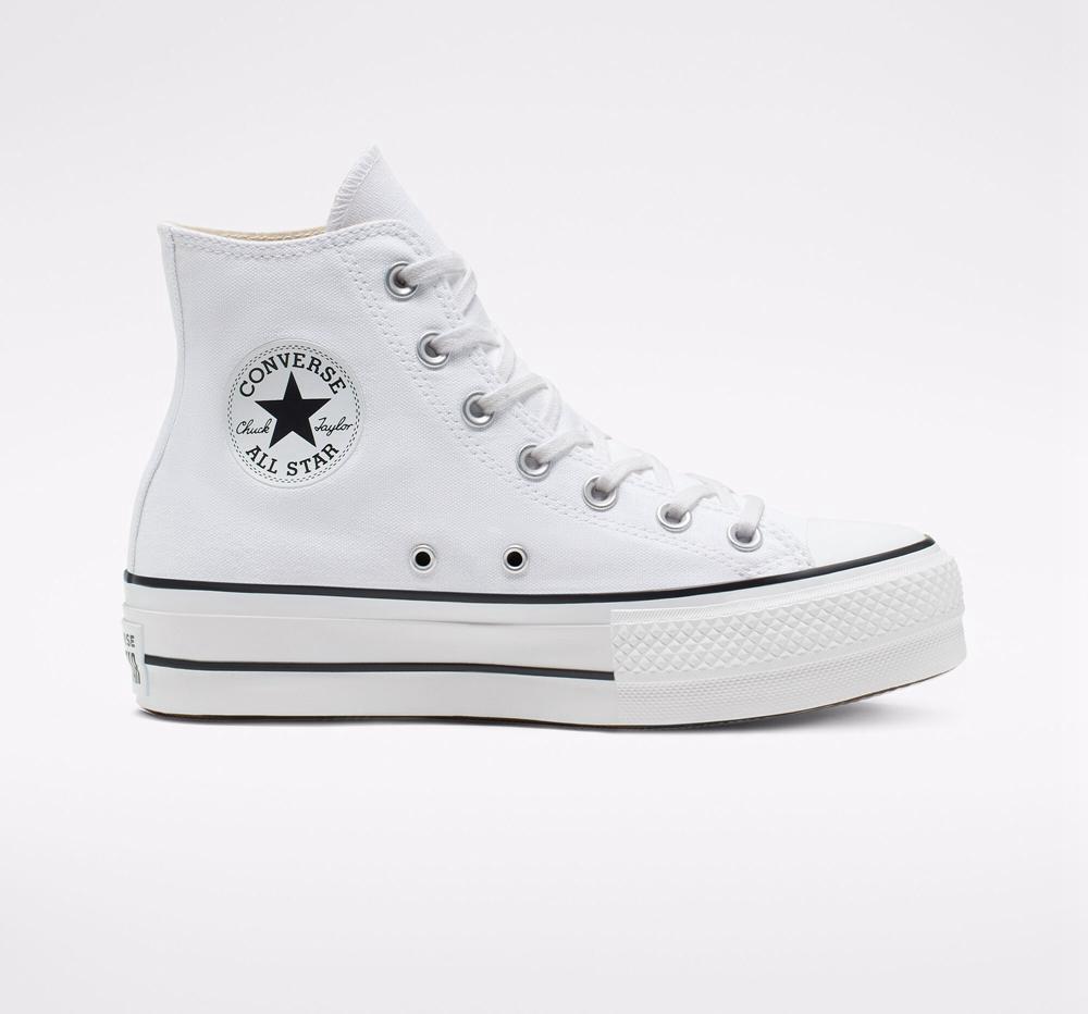 Dámské Boty Na Platformy Converse Chuck Taylor All Star Lift Platene High Top Bílé Černé Bílé | 029781NDH