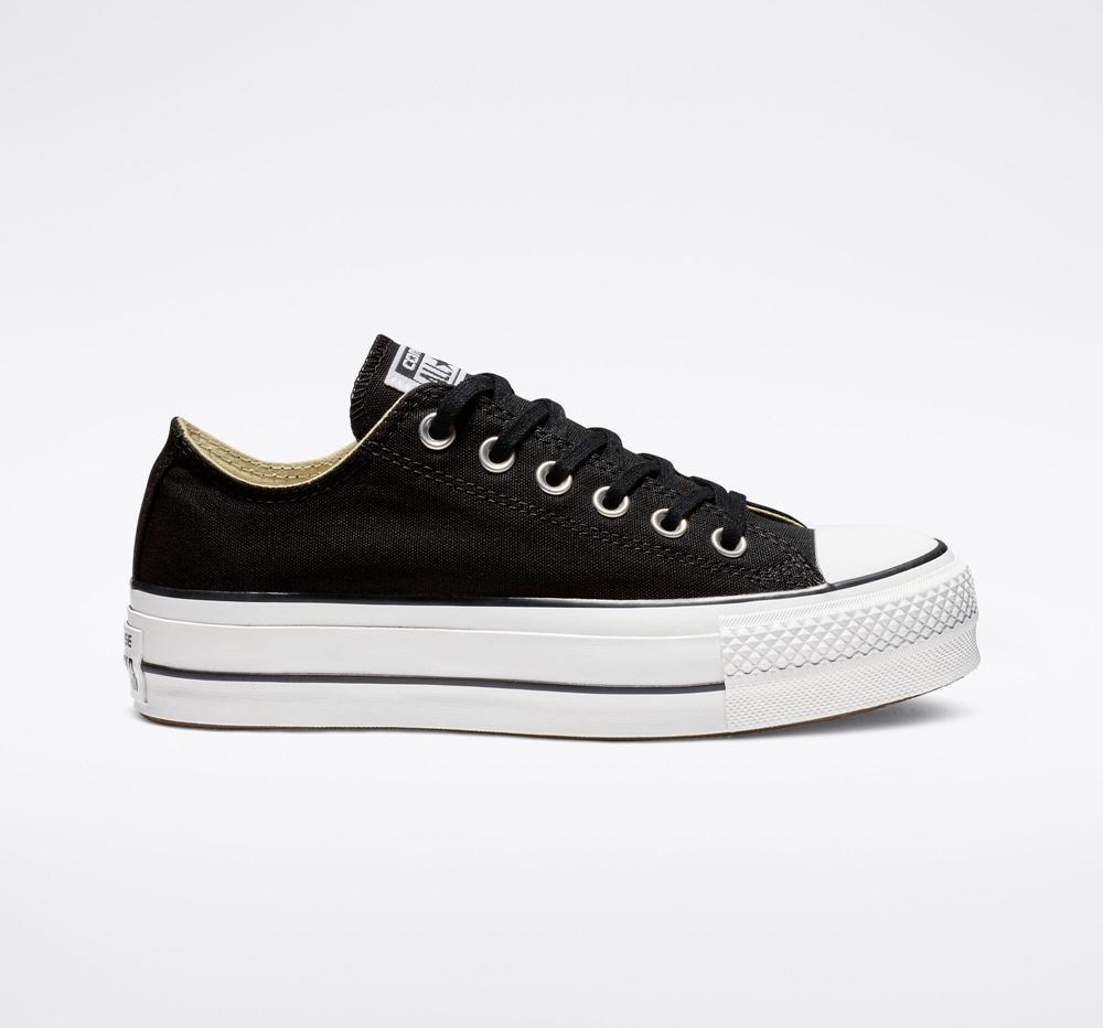 Dámské Boty Na Platformy Converse Chuck Taylor All Star Lift Platene Low Top Černé Bílé Bílé | 526487OJM