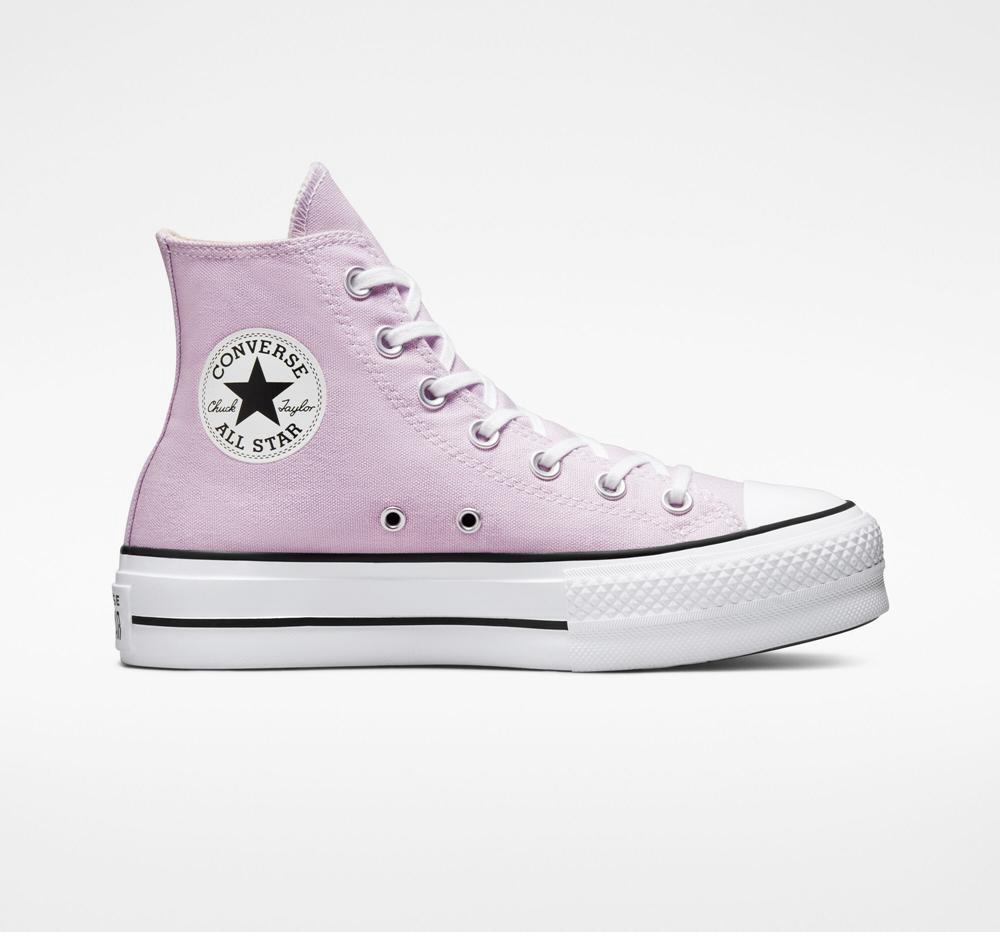 Dámské Boty Na Platformy Converse Chuck Taylor All Star Lift Platene High Top Fialové Bílé Černé | 659740MUF