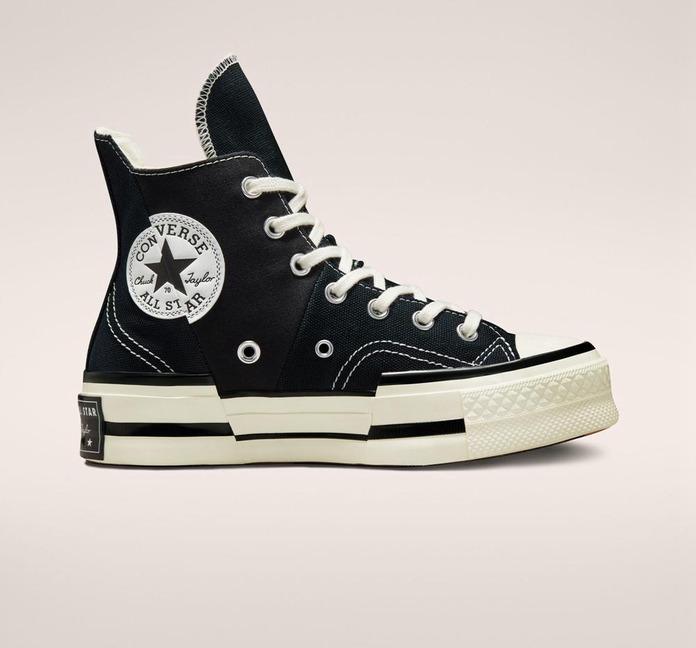 Dámské Boty Na Platformy Converse Chuck 70 Plus Unisex High Top Černé Černé | 836452DBK