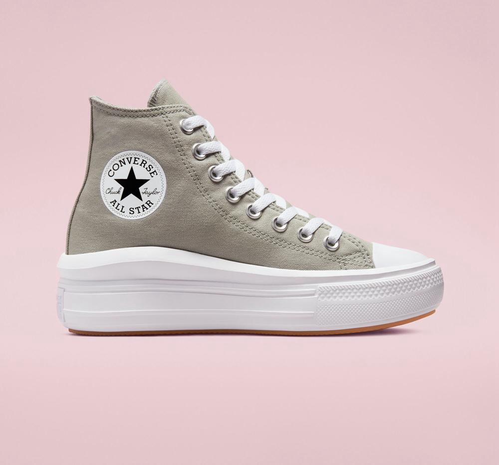 Dámské Boty Na Platformy Converse Chuck Taylor All Star Move High Top Šedé Bílé | 930516CLY