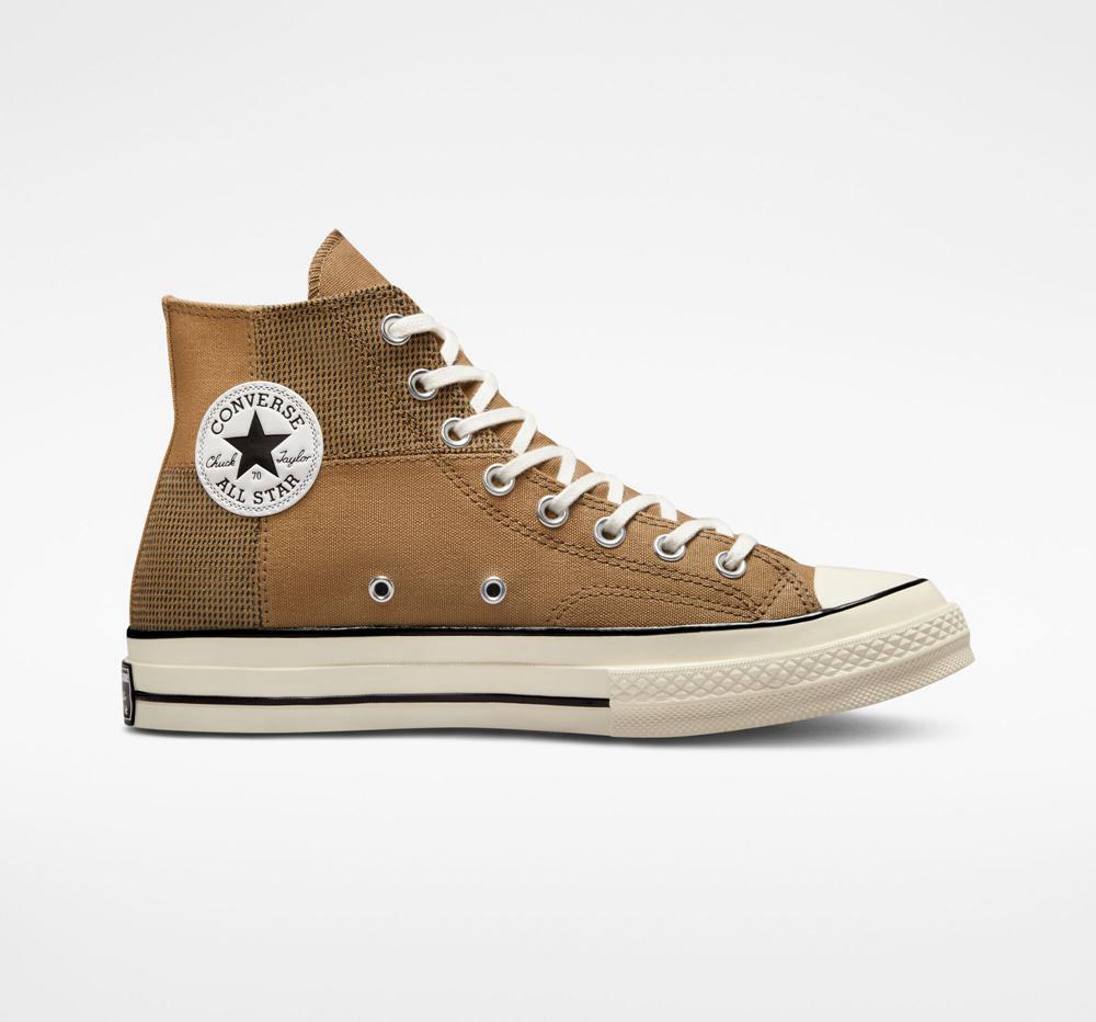 Dámské Vysoké Converse Chuck 70 Patchwork Unisex Hnědé Černé | 834579IPM