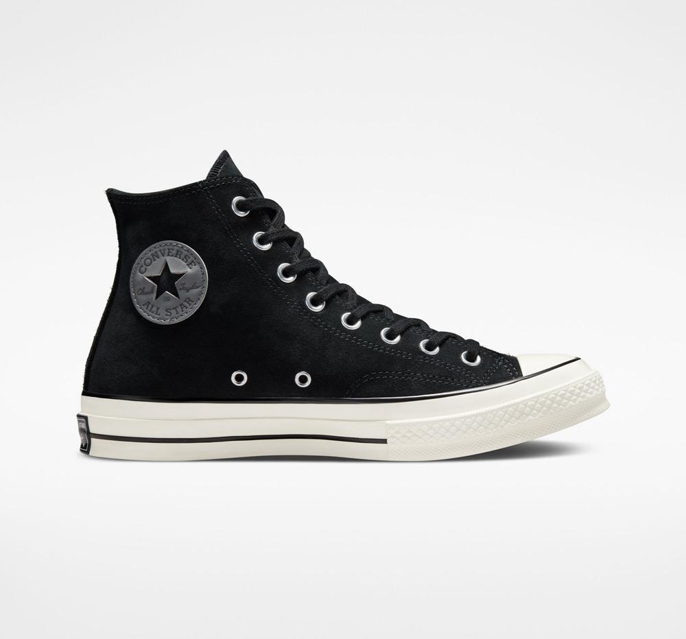 Dámské Vysoké Converse Chuck 70 Semišové Unisex Černé Černé | 703912TJF