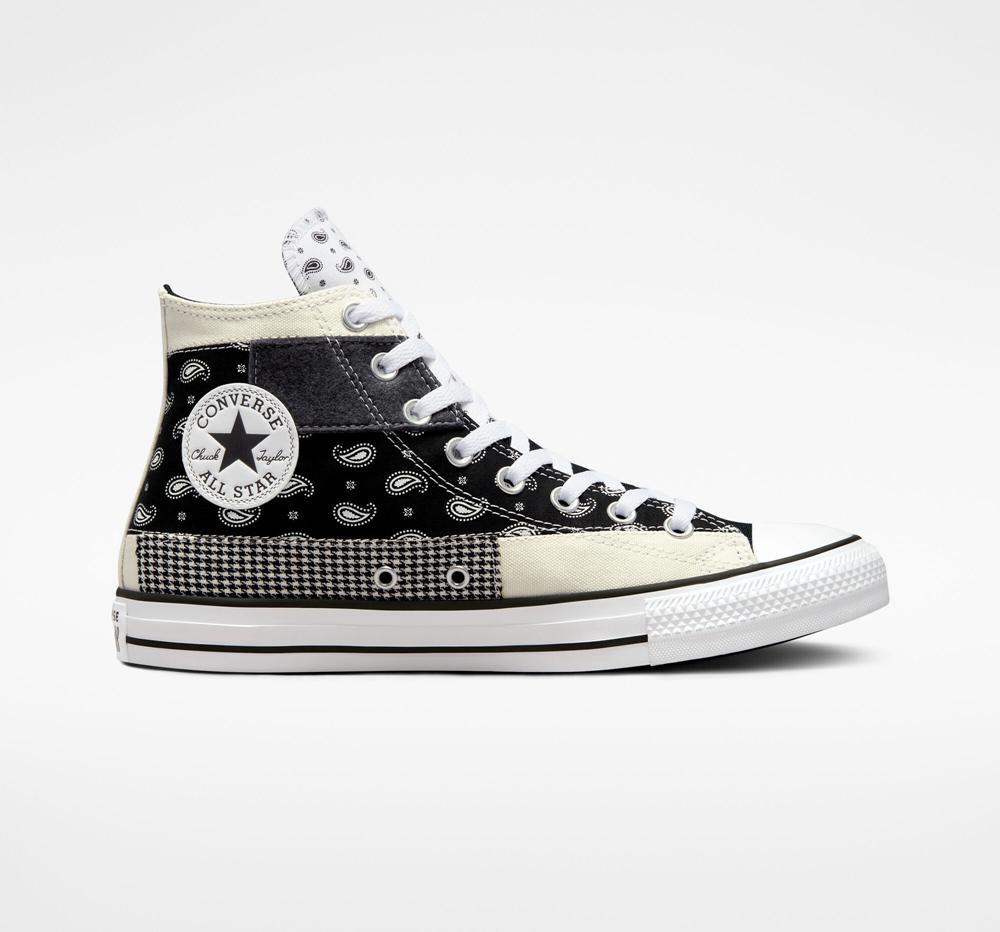 Dámské Vysoké Converse Chuck Taylor All Star Hacked Patterns Unisex Bílé Černé Bílé | 029156ITH