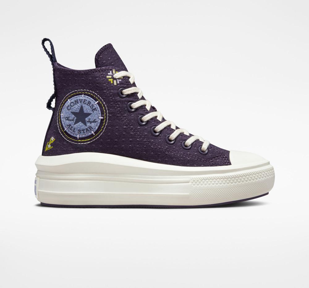 Dámské Vysoké Converse Chuck Taylor All Star Move Platformy Autumn Embroidery Zelene Tmavě | 516874LXZ