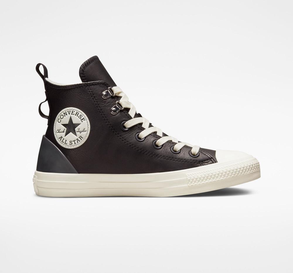 Dámské Vysoké Converse Chuck Taylor All Star Læder Hike Černé Černé | 541807OFB