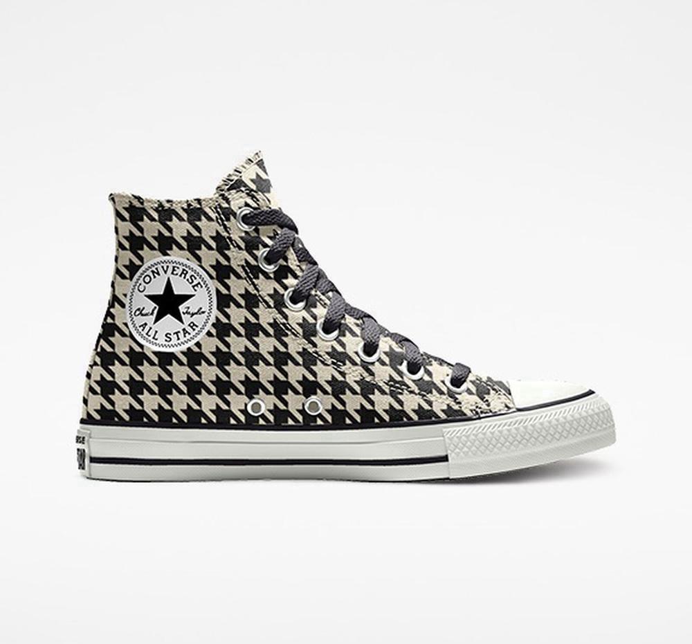 Dámské Vysoké Converse Custom Chuck Taylor All Star By You Unisex Černé Béžový | 496517HZU