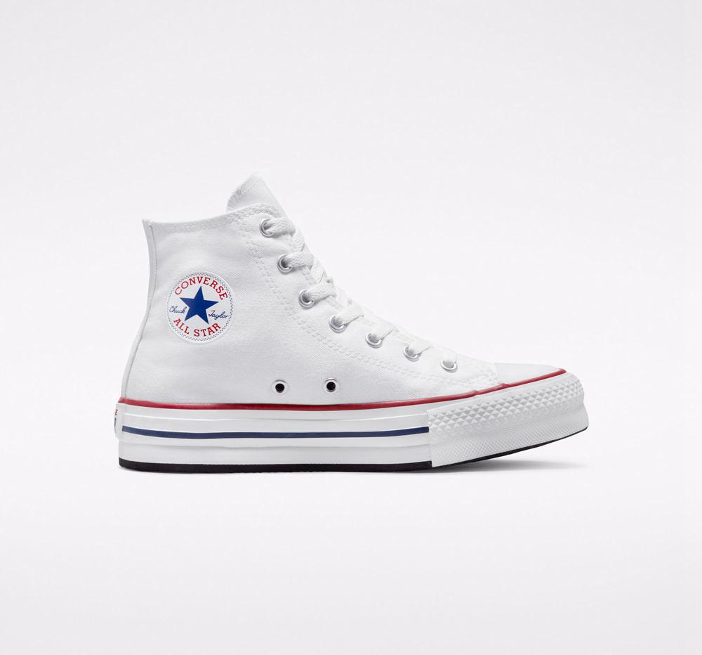 Dívčí Vysoké Converse Chuck Taylor All Star Lift Platformy Big Kids Bílé Tmavě Blankyt | 065712RNJ