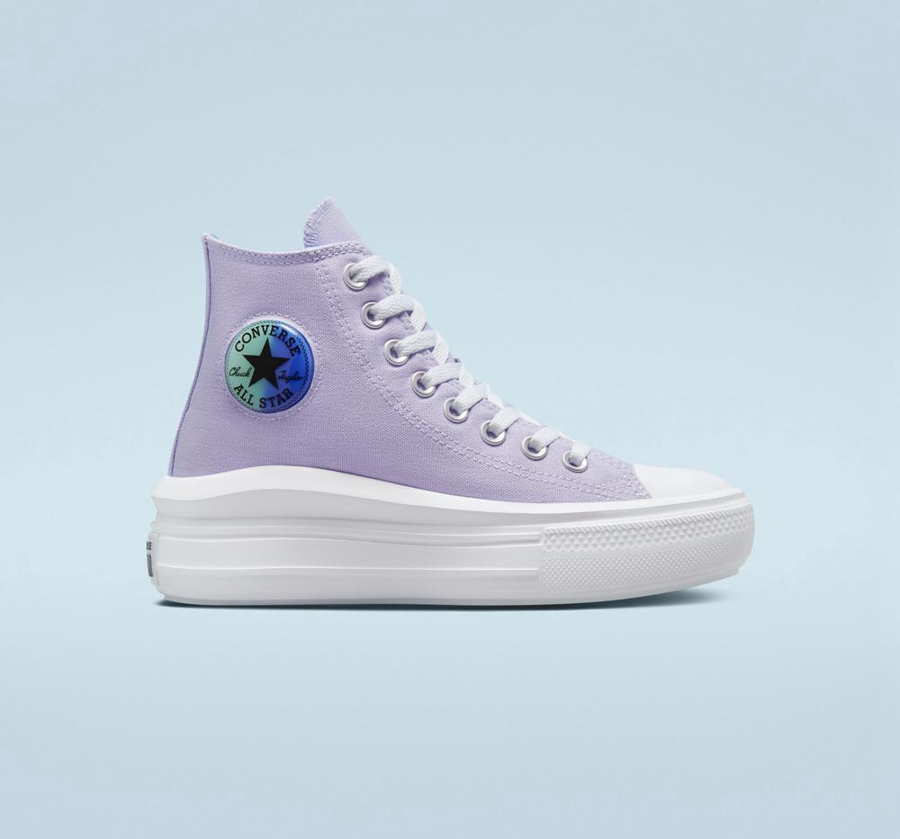 Dívčí Vysoké Converse Chuck Taylor All Star Move Platformy Gel Patch Big Kids Fialové Královská Modrá | 456379WOC