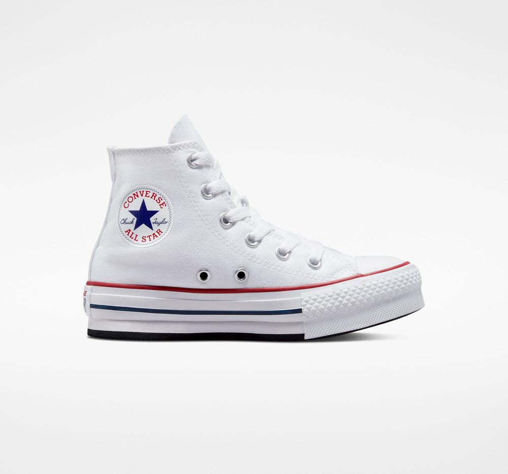 Dívčí Vysoké Converse Chuck Taylor All Star Lift Platformy Little Kids Bílé Tmavě Blankyt | 572430QWK