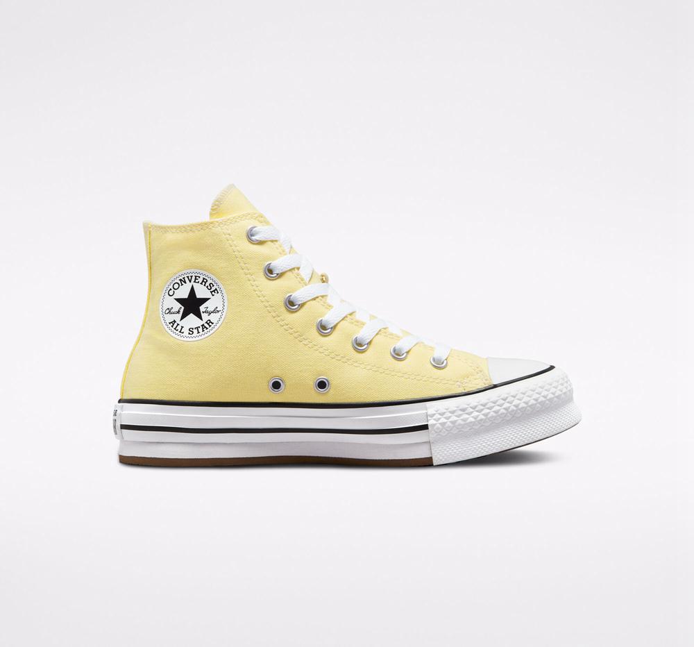 Dívčí Vysoké Converse Chuck Taylor All Star Lift Platformy Big Kids Žluté Černé | 835924TFO