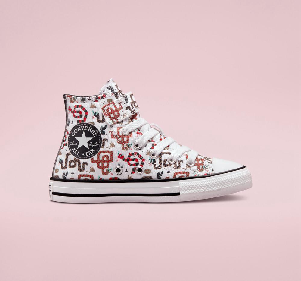 Dívčí Vysoké Converse Chuck Taylor All Star Easy On Snake Little Kids Bílé Šedé Červené | 917082SOC