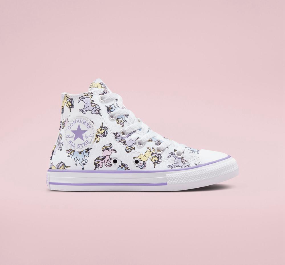 Dívčí Vysoké Converse Chuck Taylor All Star Unicorns Little Kids Bílé | 923576MUP