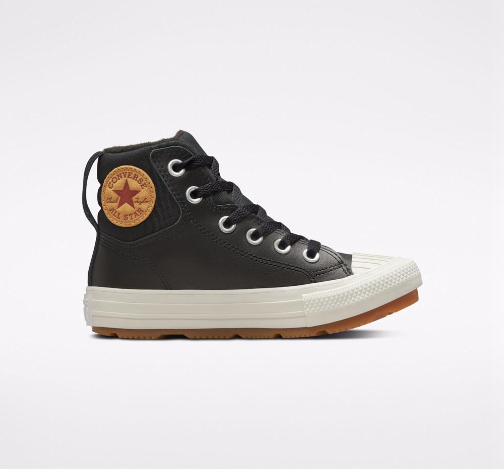 Dívčí Vysoké Converse Læder Chuck Taylor All Star Berkshire Boot Color Little Kids Černé Černé | 417082QWT