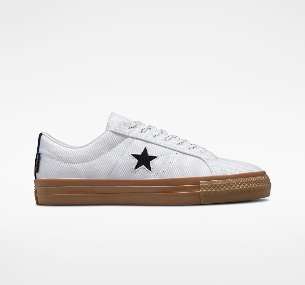 Pánské Nízké Converse One Star Pro Cordura Platene Skate Bílé Černé Tmavě | 746821KSM