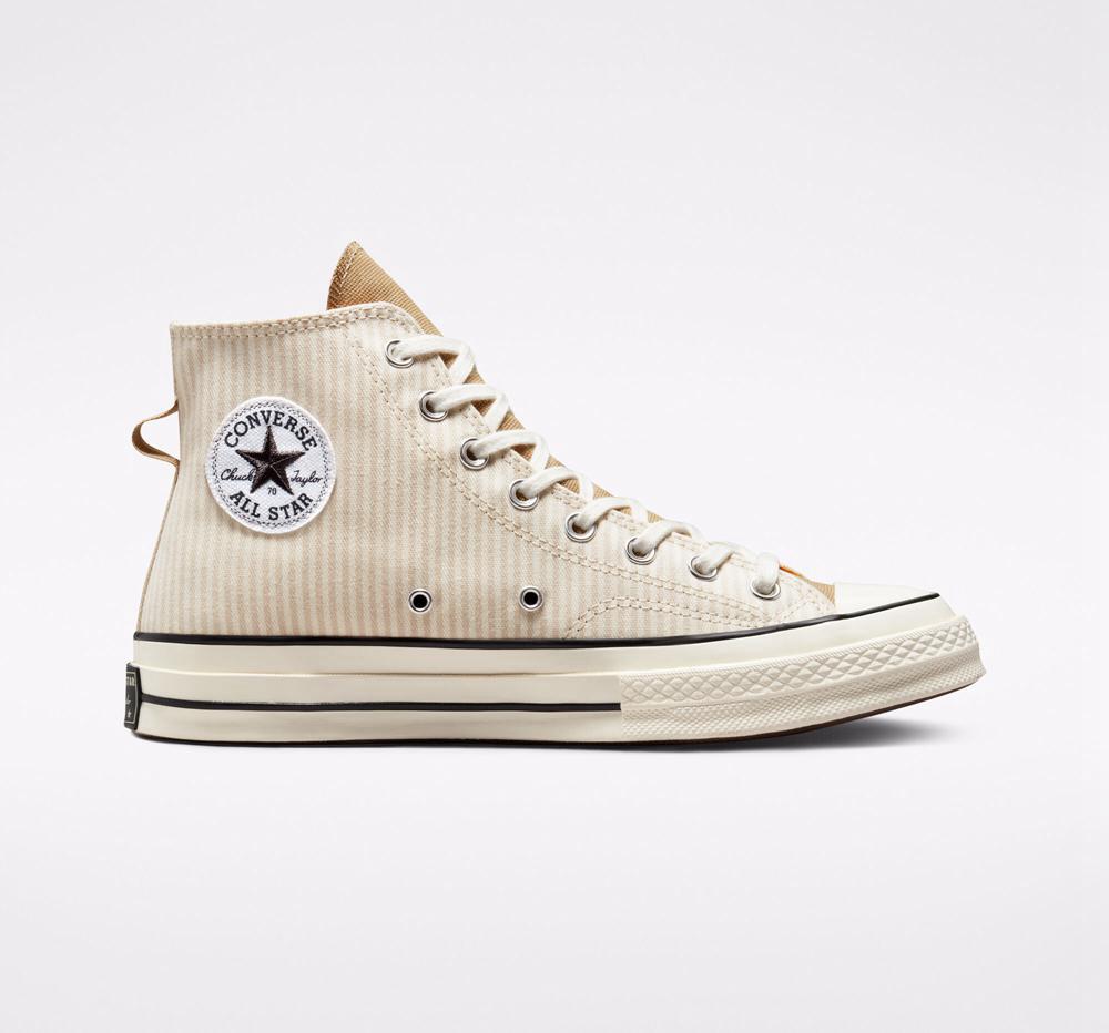 Pánské Vysoké Converse Chuck 70 Crafted Stripe Unisex Hnědožlutý | 136425EGY