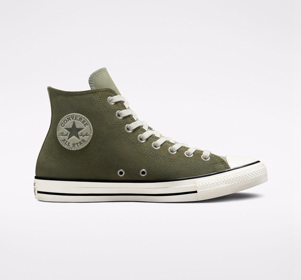 Pánské Vysoké Converse Chuck Taylor All Star Earthy Semišové Unisex Zelene Světle | 735841HCK