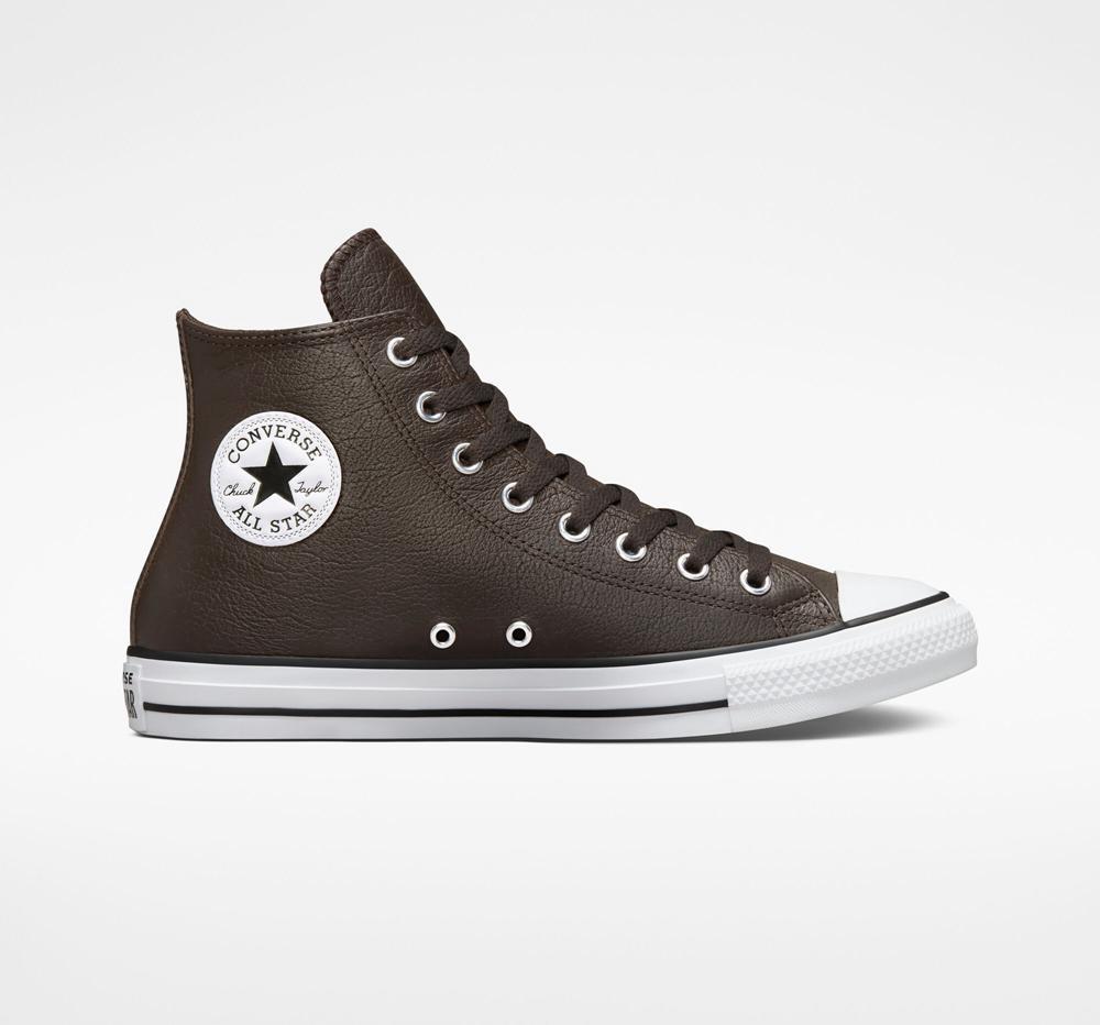 Pánské Vysoké Converse Chuck Taylor All Star Tumbled Læder Unisex Hnědé Bílé Černé | 895163TVZ