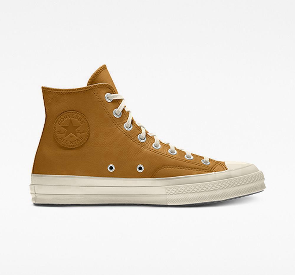 Pánské Vysoké Converse Custom Chuck 70 Læder By You Unisex Hnědé | 379128LYQ