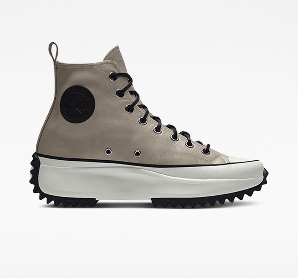 Pánské Vysoké Converse Custom Run Star Hike Platformy Læder By You Unisex Šedé | 740519QAL