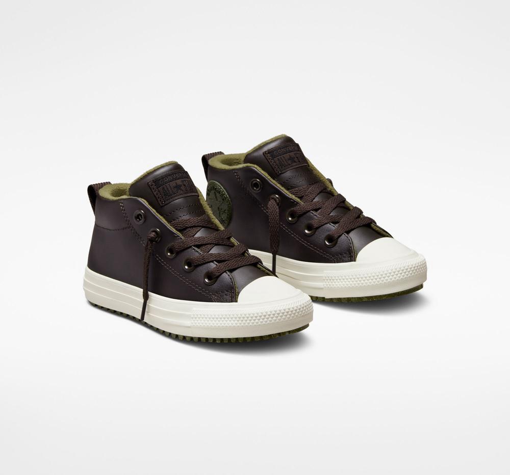 Chlapecké Kotníkové Boty Converse Chuck Taylor All Star Street Boot Læder Little Kids Hnědé | 135402FKJ