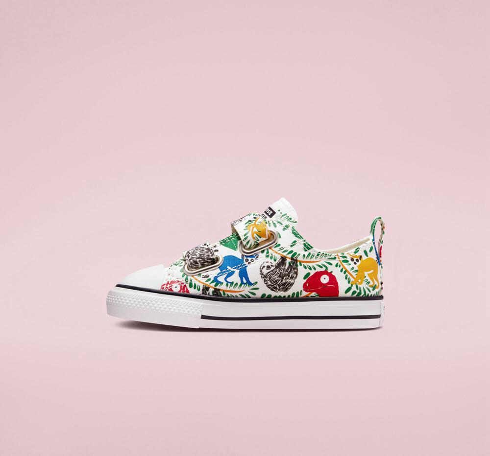 Chlapecké Nízké Converse Chuck Taylor All Star Easy On Multicolored Animals Toddler Bílé Černé | 703256BCI