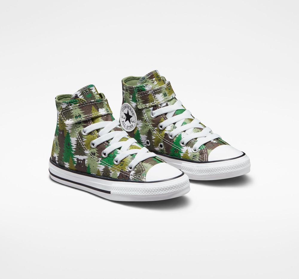 Chlapecké Vysoké Converse Chuck Taylor All Star Easy On Forest Camo Little Kids Bílé Zelene Zelene | 046529ETW