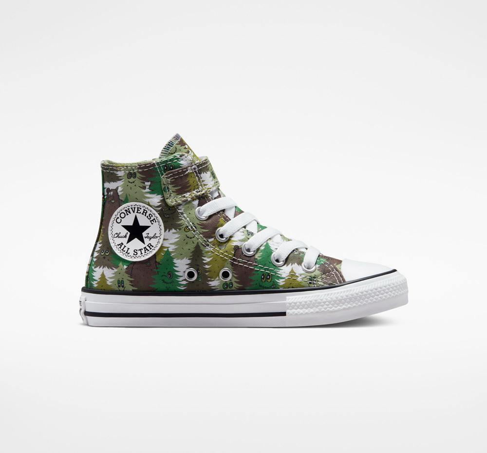 Chlapecké Vysoké Converse Chuck Taylor All Star Easy On Forest Camo Little Kids Bílé Zelene Zelene | 046529ETW