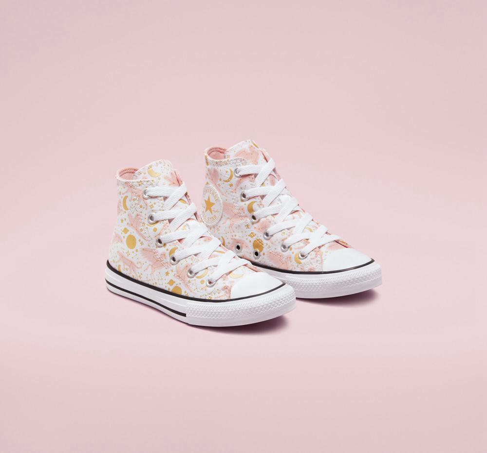 Chlapecké Vysoké Converse Chuck Taylor All Star Constellations Big Kids Bílé Růžové Zlaté | 507641UBT