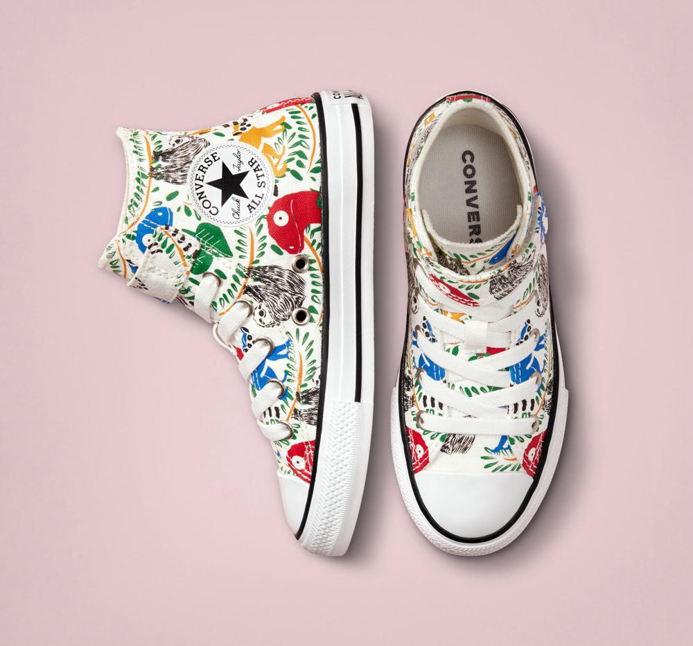 Chlapecké Vysoké Converse Chuck Taylor All Star Easy On Multicolored Animals Little Kids Bílé Černé | 580142HJM