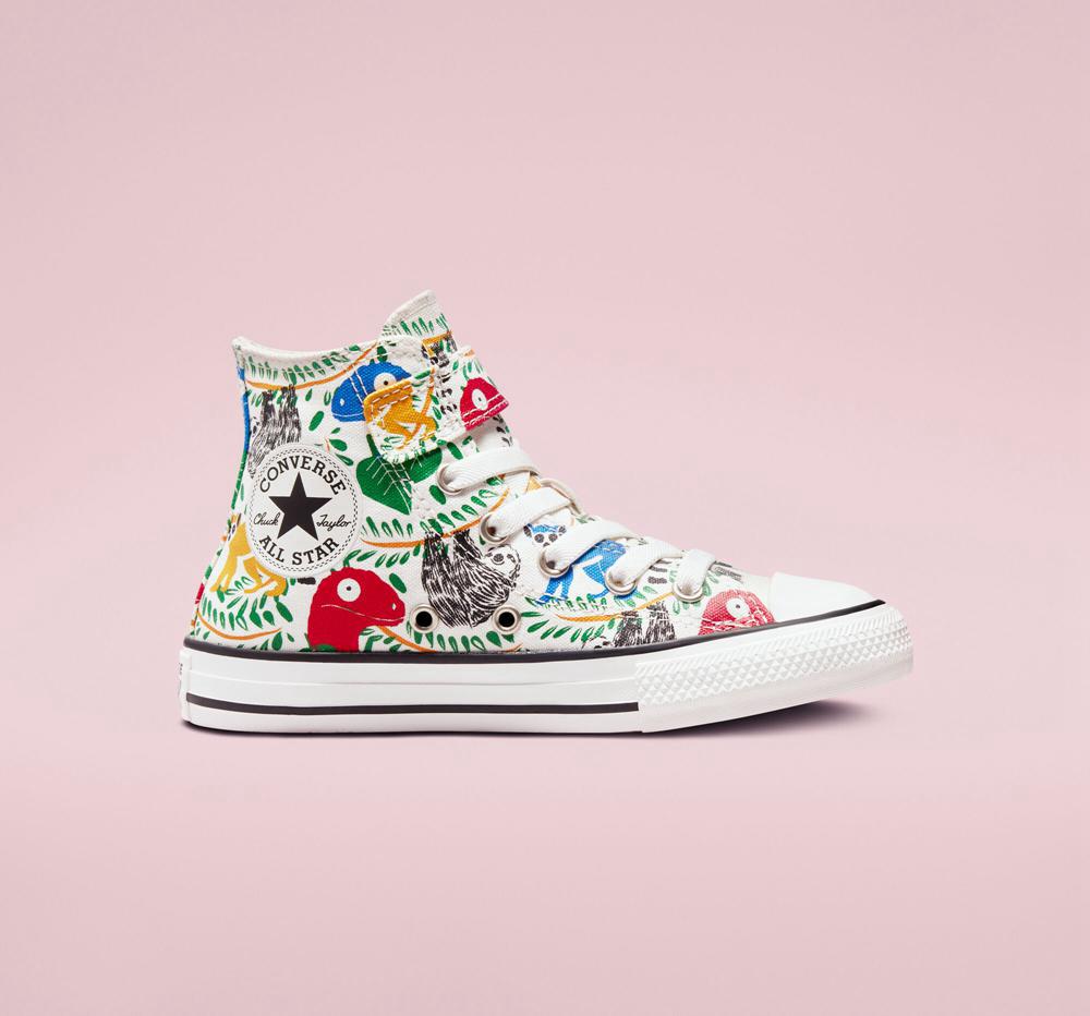 Chlapecké Vysoké Converse Chuck Taylor All Star Easy On Multicolored Animals Little Kids Bílé Černé | 580142HJM