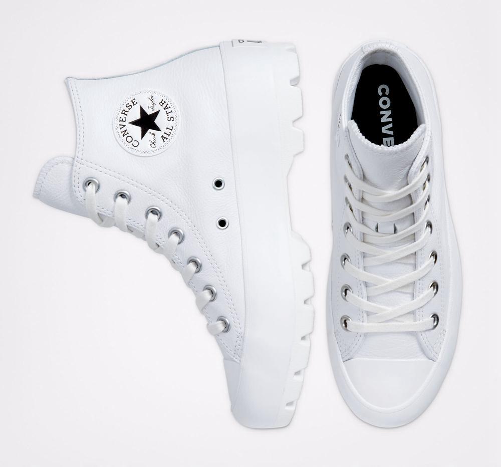 Dámské Boty Converse Chuck Taylor All Star Lugged Læder Bílé Černé Bílé | 410697BIX