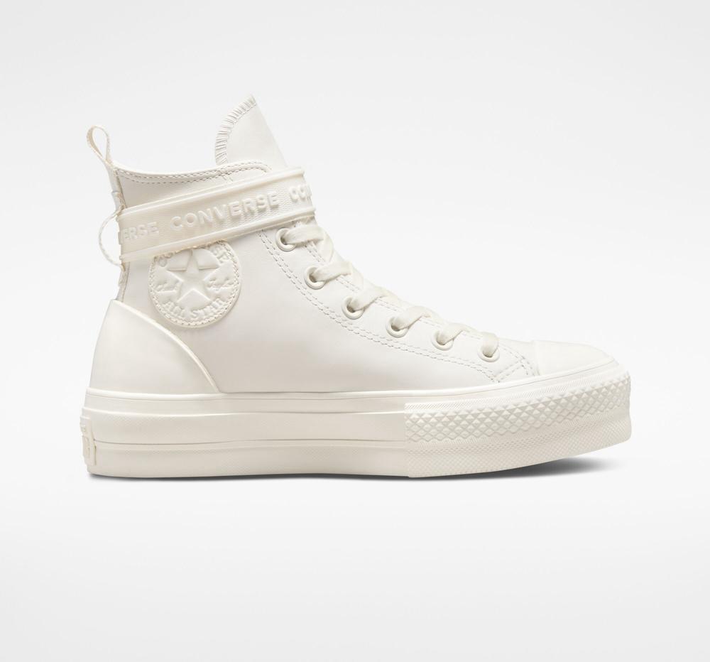 Dámské Boty Converse Chuck Taylor All Star Lift Platformy Læder Hike Bílé | 640857SFL