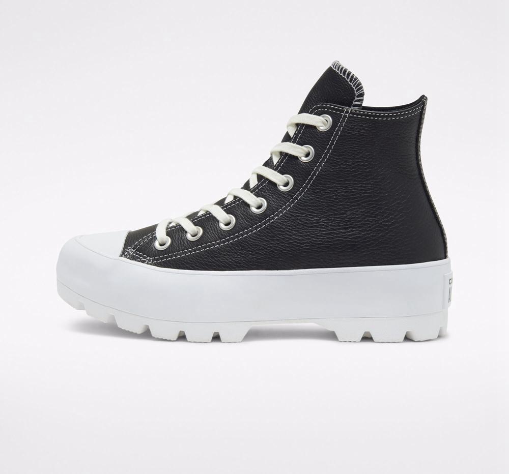 Dámské Boty Converse Chuck Taylor All Star Lugged Læder Černé Bílé Bílé | 796453AUZ