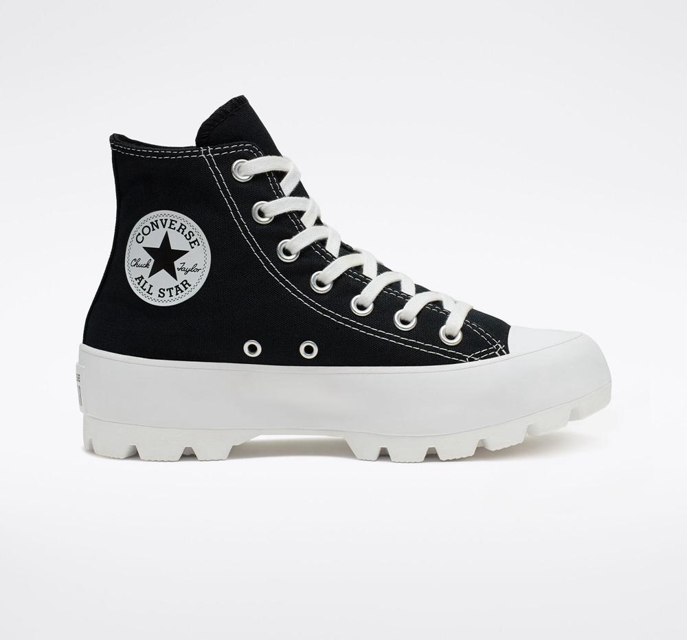 Dámské Boty Na Platformy Converse Chuck Taylor All Star Lugged High Top Černé Bílé Černé | 025967MNP