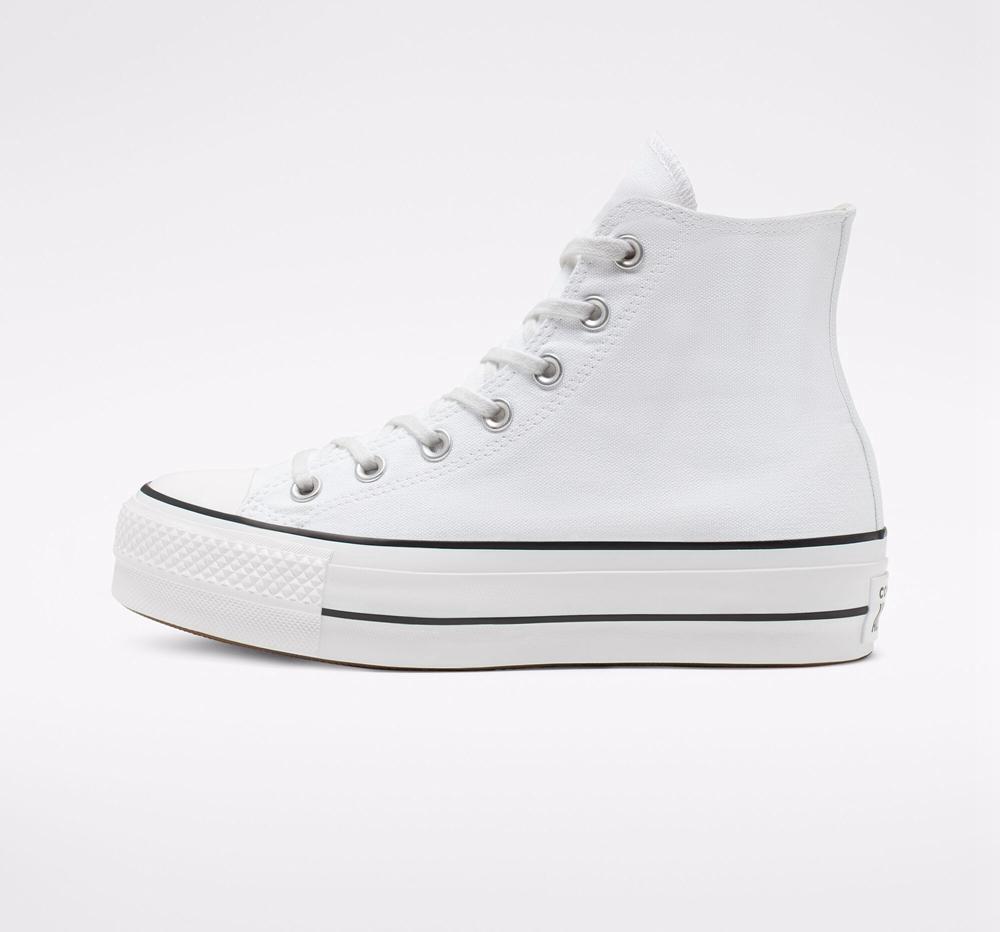 Dámské Boty Na Platformy Converse Chuck Taylor All Star Lift Platene High Top Bílé Černé Bílé | 029781NDH