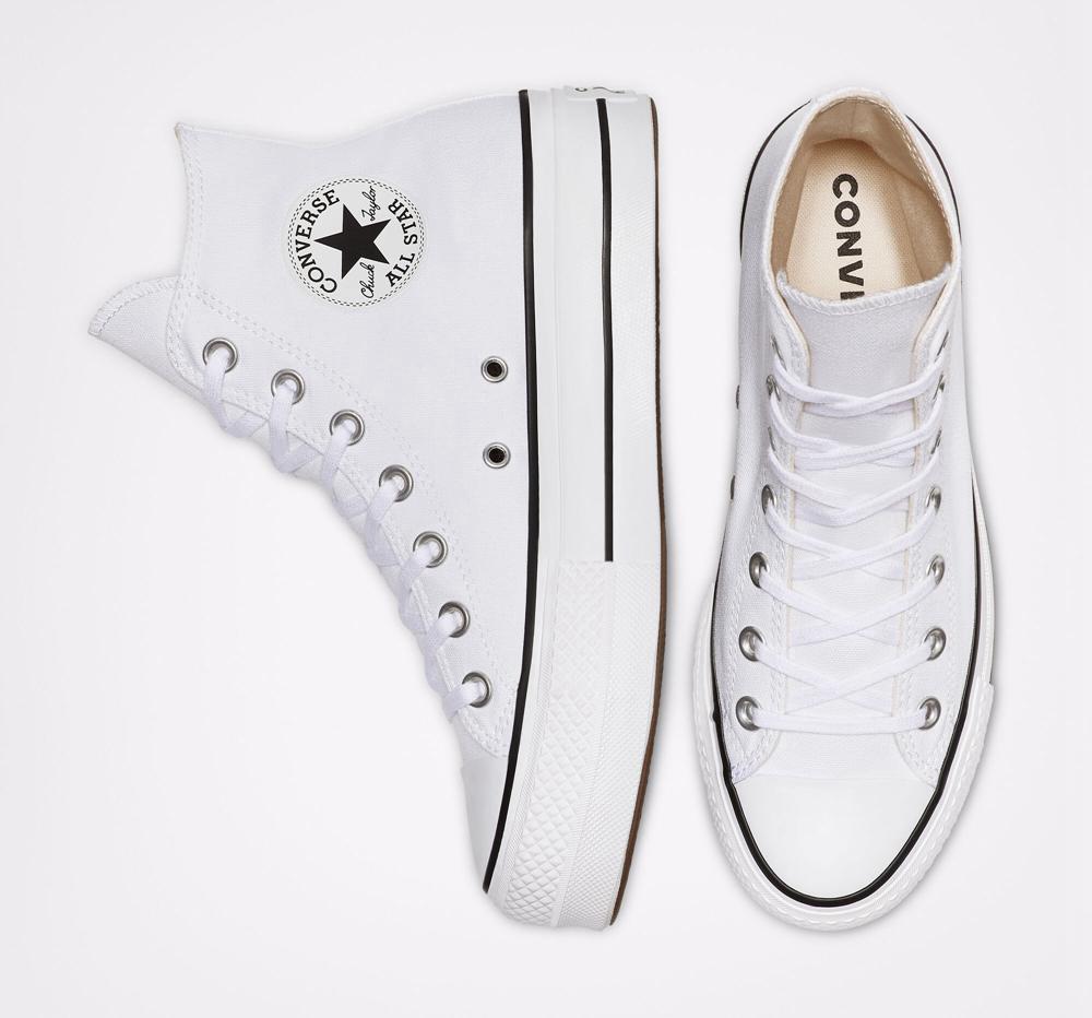 Dámské Boty Na Platformy Converse Chuck Taylor All Star Lift Platene High Top Bílé Černé Bílé | 029781NDH