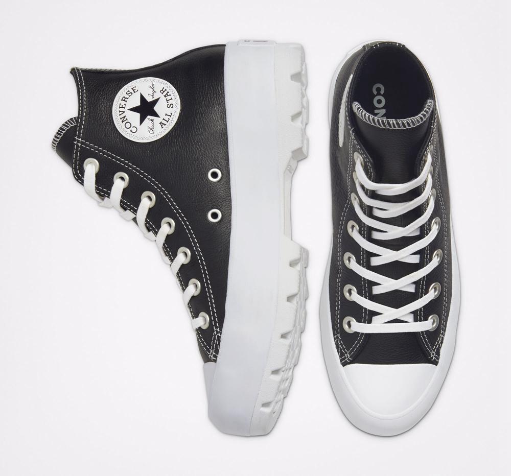 Dámské Boty Na Platformy Converse Chuck Taylor All Star Lugged Læder High Top Černé Bílé Bílé | 137946MLP