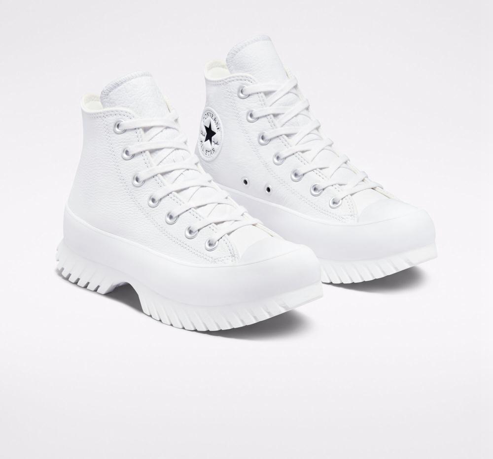 Dámské Boty Na Platformy Converse Chuck Taylor All Star Lugged 2.0 Læder Unisex High Top Bílé Černé | 149853JLS