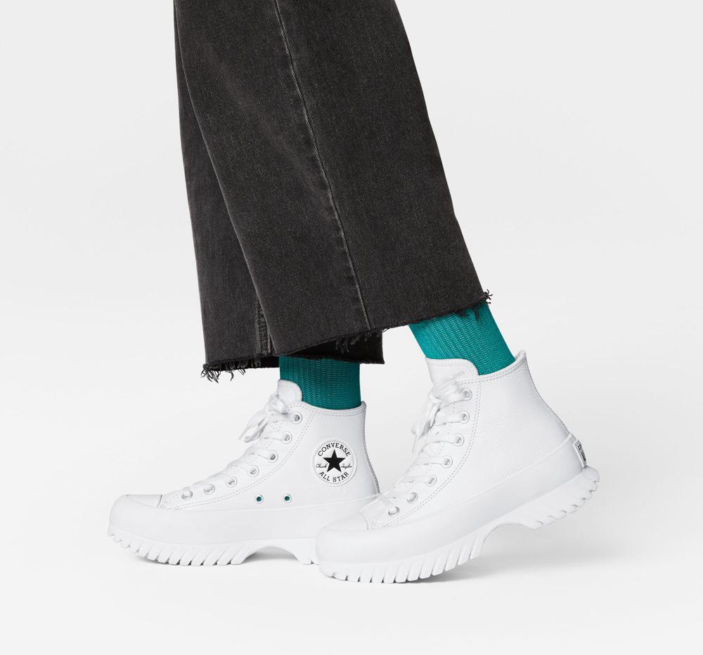 Dámské Boty Na Platformy Converse Chuck Taylor All Star Lugged 2.0 Læder Unisex High Top Bílé Černé | 149853JLS