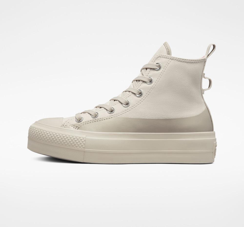 Dámské Boty Na Platformy Converse Chuck Taylor All Star Lift Vody Repellent Platene High Top Hnědožlutý | 213764NBY