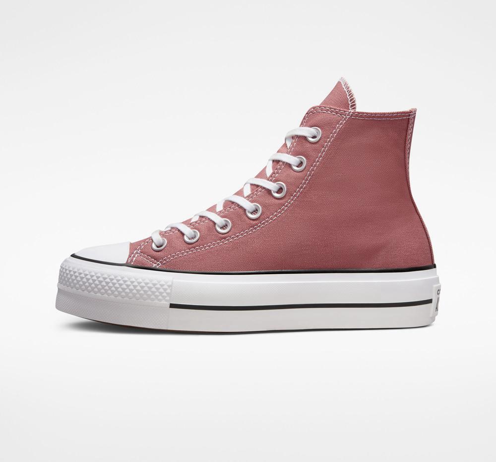 Dámské Boty Na Platformy Converse Chuck Taylor All Star Lift Platene High Top Vínové Černé Bílé | 231086LBH