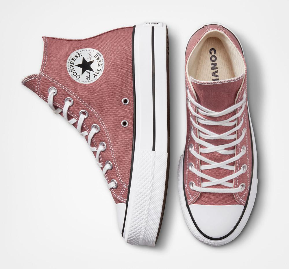 Dámské Boty Na Platformy Converse Chuck Taylor All Star Lift Platene High Top Vínové Černé Bílé | 231086LBH