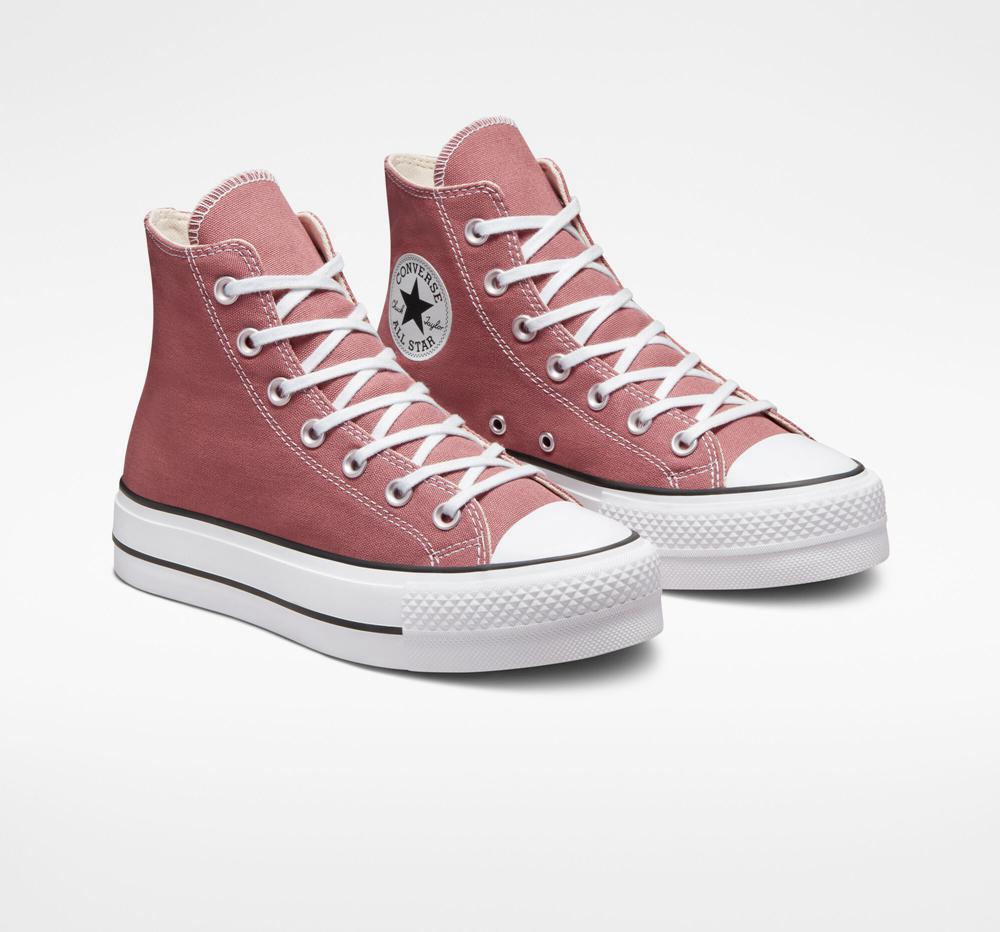 Dámské Boty Na Platformy Converse Chuck Taylor All Star Lift Platene High Top Vínové Černé Bílé | 231086LBH