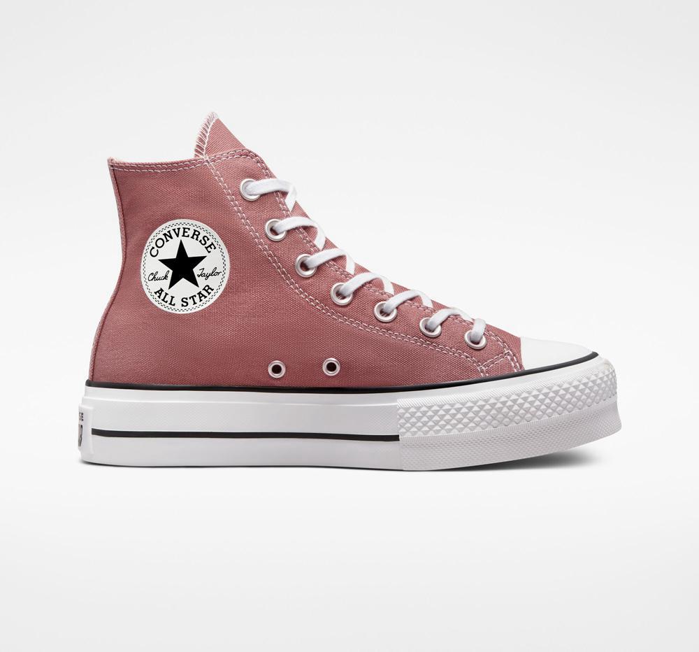 Dámské Boty Na Platformy Converse Chuck Taylor All Star Lift Platene High Top Vínové Černé Bílé | 231086LBH