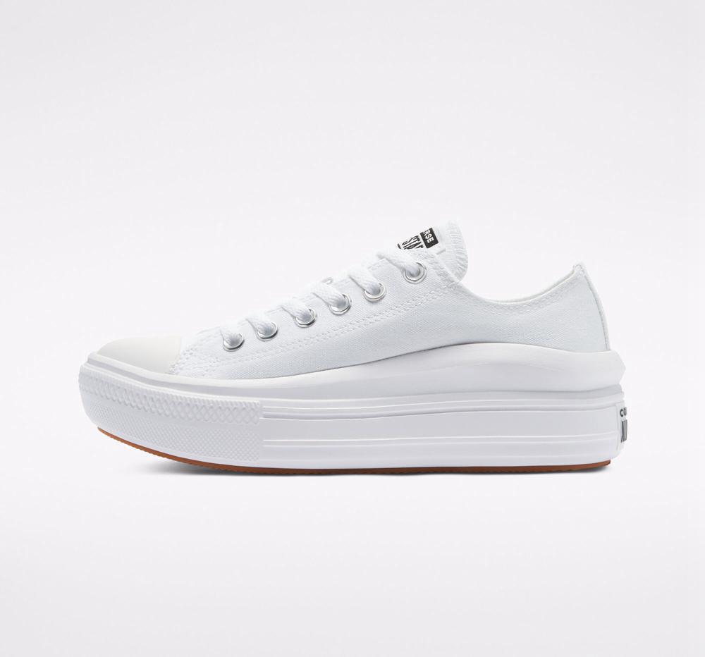 Dámské Boty Na Platformy Converse Chuck Taylor All Star Move Low Top Bílé Bílé Bílé | 261784PSH