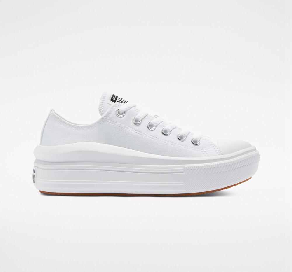 Dámské Boty Na Platformy Converse Chuck Taylor All Star Move Low Top Bílé Bílé Bílé | 261784PSH