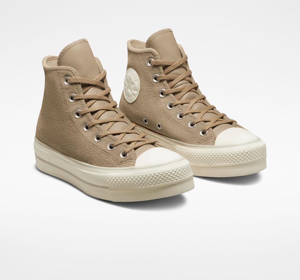 Dámské Boty Na Platformy Converse Chuck Taylor All Star Lift Semišové High Top Hnědožlutý | 271940CGQ