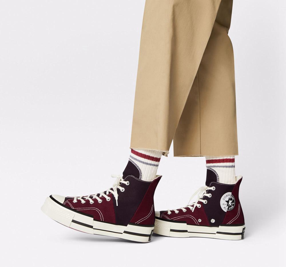 Dámské Boty Na Platformy Converse Chuck 70 Plus Unisex High Top Vínové Tmavě Černé | 310698YKD